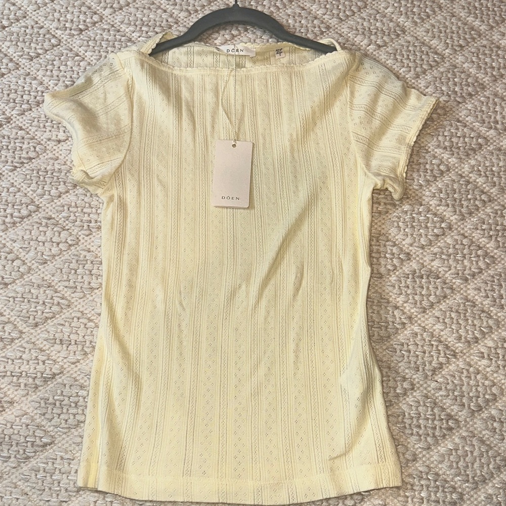 NWT- Doen- Butter Yellow Tshirt- Size S